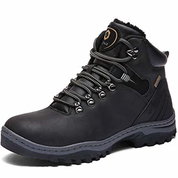Winterstiefel Warm Gefütterte Winterschuhe Outdoor Schneestiefel rutschfest Winter Boots Wanderschuhe für Herren Damen Schwarz 40 EU