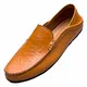 Unitysow Mokassins Slipper Herren Leder Slip On Fahren Schuhe Leicht Weich Loafers Handgefertigt Flache Business Schuhe,Gelb,EU 41
