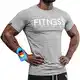 Fitness Method, Sport T-Shirt Herren, Slim-Fit Shirt bequem & hochwertig Männer, Rundhals & Tailliert, Training & Freizeit, Gym & Casual Workout Mann, Baumwolle, Elastan (Grau-Weiß, L)