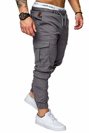 Herren Cargo Jogger Chino Hose Pants Mit Stretch R0701 Dunkelgrau W32