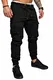 REPUBLIX Herren Cargo Jogger Chino Hose Pants Mit Stretch R0701 Schwarz W31