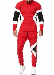 Herren Trainingsanzug Jogginganzug Sportanzug Jogging Anzug Hoodie-Sporthose Jogging-Anzug Trainings-Anzug Jogging-Hose Modell 1215 Rot M