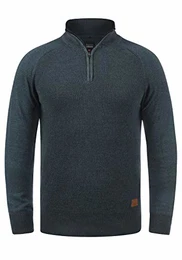 Ganbolf Herren Strickpullover Troyer Grobstrick Pullover mit Reißverschluss, Größe:M, Farbe:Navy (70230)