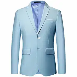 Herren Sakko Slim Fit Einfarbig Modern Anzugjacke für Hochzeit Party Abschluss Business, Blau, M