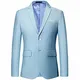 YOUTHUP Herren Sakko Slim Fit Einfarbig Modern Anzugjacke für Hochzeit Party Abschluss Business, Blau, M