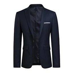 Herren Sakko Slim Fit Freizeit Modern Anzugjacke für Hochzeit Party Business Abschluss Jackett, Knall Blau, M
