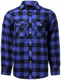J.VER Herren Hemd Kariertes Freizeithemd Normale Passform Lange Ärmel Flanellhemden, Blau&schwarz M