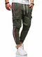 behype. Herren Lange Cargo Trainingshose Jogging-Hose Sport-Hose Stripe 60-8100 Khaki L