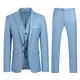 YOUTHUP Herren 3 Teilig Anzug 2-Knopf Slim Fit Anzüge Modern Sakko Weste Hose für Business Hochzeit, Azurblau, M