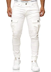 OneRedox Herren Jogg Chinos Stoffhose Chinohose Sport Modell 3291 Weiss