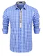 COOFANDY Hemd Herren Karriert Trachtenhemden Regular Fit Langarm Männer Freizeithemden Karohemden Plaid Shirt Oberteil Oktoberfest Festhemd Blau M