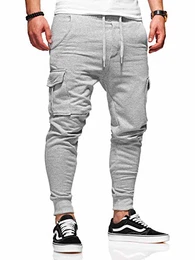 . Herren Lange Cargo Trainingshose Jogging-Hose Sport-Hose 60-0013 Grau M