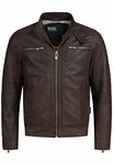 Indicode Herren Germo Lederjacke mit Biker-Kragen & 6 Taschen Dk Brown
