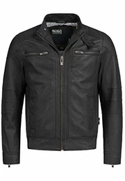 Herren Germo Lederjacke aus Lammleder Echtleder Jacke Motorradjacke Bikerjacke Black XL