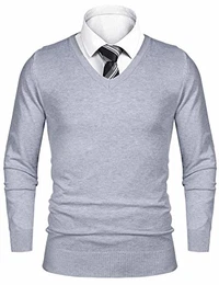Herren Strickpullover Slim Fit Strick Pullover Mit Stehkragen Und Reißverschluss, Grau, M