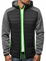 Herren Übergangsjacke Jacke Übergang Jacken Herbst Bomberjacke Stehkragen Kapuze Steppjacke Kapuzenjacke Leichte Outdoor Puffer Jacket Gepolstert 777/350K SCHWARZ XL