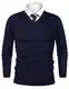 iClosam Pullover Herren V-Ausschnitt Langarm Baumwolle Sweater (Dunkelblau1, M)