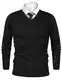 iClosam Pullover Herren V-Ausschnitt Langarm Baumwolle Sweater (Schwarz#, M)