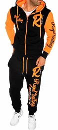 Herren Fitness Jogginganzug Sportanzug Trainingsanzug A. Royal Sailing (M, Schwarz-Orange)