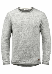 !Solid Flocks Herren Sweatshirt Pullover Flocksweat Pulli Mit Rundhalsausschnitt Mid Grey