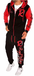 Herren Fitness Jogginganzug Sportanzug Trainingsanzug A. Royal Sailing (M Schwarz-Rot)