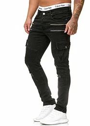 Herren Jeans Denim Slim Fit Used Design Modell 5161 Schwarz 32/32