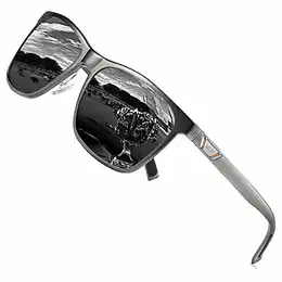 Polarisiert Sonnenbrille für Herren mit UV400 Schutz Retro Rechteckig Rahmen Ultraleichte Metallrahmen Brillengläser Fahrerbrille Sportsonnenbrille 3029H (Gunmetal)