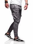 Rello & Reese Herren Cargo Chinohose Jogger Hose JN-3839 Dunkelgrau (JN-3839)