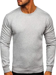 Herren Sweatshirt Pullover Sweater Pulli Langarmshirt Longsleeve Freizeit Sport Fitness Outdoor Basic Casual Style 2001 Grau M [1A1]