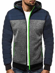 OZONEE Herren Übergangsjacke Jacke Übergang Herbst Bomberjacke Stehkragen Kapuze Steppjacke Leichte Outdoor Puffer Jacket Gepolstert (777) DUNKELBLAU (777/112K)