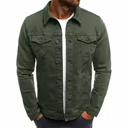 Herren Jeansjacke Jacke Hoodie Strickjacke Kapuzenpullover Vintage Jeans Jacke (L(EU M), Armeegrün)