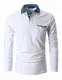 GHYUGR Poloshirts Herren Basic Langarm Baumwolle Polohemd Denim Nähen Golf T-Shirt S-XXL,Weiß,M