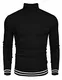 COOFANDY Herren Rollkragenpullover Feinstrick Langarmshirt Basic Regular fit Sweater Pulli (Schwarz, M)