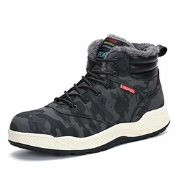 Herren Schneestiefel Warm Gefütterte Winterstiefel Wasserdicht Trekking Wanderschuhe Stiefelette Outdoor Stiefel Freizeitschuhe(Tarnung,43)