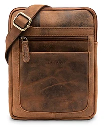 Detroit Kleine Umhängetasche aus echtem Büffel-Leder im Vintage Look I Messenger Bag I Bürotasche I Business Tasche I Herren Handtaschen I 21x26x2 cm