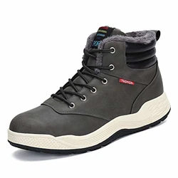 Dannto Herren Schneestiefel Warm Gefütterte Outdoor Winterstiefel Wanderschuhe Grau