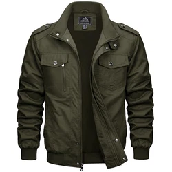 MAGCOMSEN Herren Cargo Jacke Outdoor Stehkragen Feldjacke Armeegrün