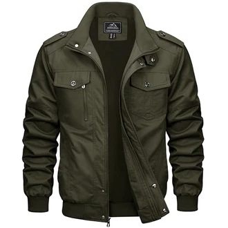 MAGCOMSEN Herren Cargo Jacke Outdoor Stehkragen Feldjacke Armeegrün MAGCOMSEN Herren Cargo Jacke Outdoor Stehkragen Feldjacke Armeegrün