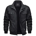 MAGCOMSEN Herren Cargo Jacke Outdoor Stehkragen Feldjacke Schwarz