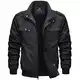 MAGCOMSEN Herren Stehkragen Cargo Jacke Baumwolle Armee Feldjacke Herren Outdoor Winddicht Blouson Atmungsaktiv Freizeitjacke Retro Bomber Jacken mit Taschen Schwarz M