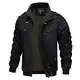 MAGCOMSEN Herren Military Jacke Leicht Übergangsjacke Winddichte Outdoorjacke Herbst Windjacke Baumwolle Fliegerjacke, Schwarz M