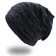 UPhitnis Warme Beanie Herren Damen - Mützen Long Slouch - Wintermütze mit Kariert Strickmuster Sehr Weichem Fleecefutter