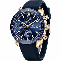 Benyar Uhren Herren, Chronograph Herren Uhr,Analog Armbanduhr Herren, Quartz Datum Uhr, Silicone Strap, Waterproof 30M,Mode Sportuhren für Männer Elegantes Geschenk