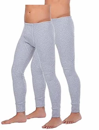 2er Pack Herren Thermo Unterhose Lang -Thermo Unterhemd Männer Skiunterwäsche Thermounterwäsche Baumwolle (Grau, M)
