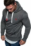 Amaci&Sons Herren Basic Logo Kapuzenpullover Sweatjacke Pullover Hoodie Sweatshirt (1-04028) Anthrazit