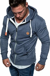 Herren Zipper Kapuzenpullover Sweatjacke Pullover Hoodie Sweatshirt 1-04029 Blau M