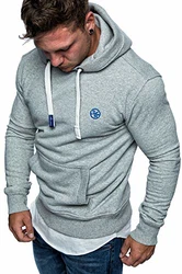 Amaci&Sons Herren Basic Logo Kapuzenpullover Sweatjacke Pullover Hoodie Sweatshirt (1-04028) Hellgrau