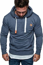 Amaci&Sons Herren Basic Logo Kapuzenpullover Sweatjacke Pullover Hoodie Sweatshirt (1-04028) Blau