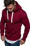 Amaci&Sons Herren Basic Logo Kapuzenpullover Sweatjacke Pullover Hoodie Sweatshirt (1-04028) Bordeaux