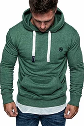 Herren Basic Logo Kapuzenpullover Sweatjacke Pullover Hoodie Sweatshirt 1-04028 Grün M
